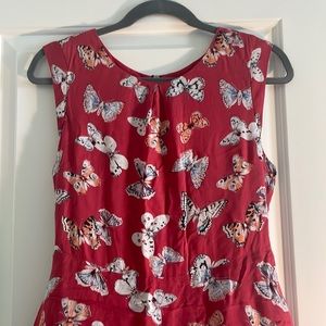 red butterfly dress - oasis